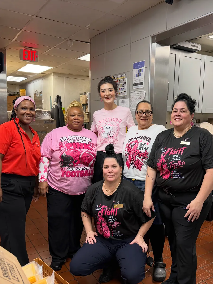 Crew team in Pink Friday shirts