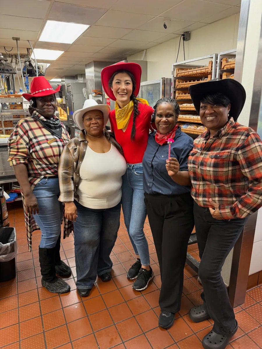 Crew in cowboy hats and plaid for Wild West Wednesday